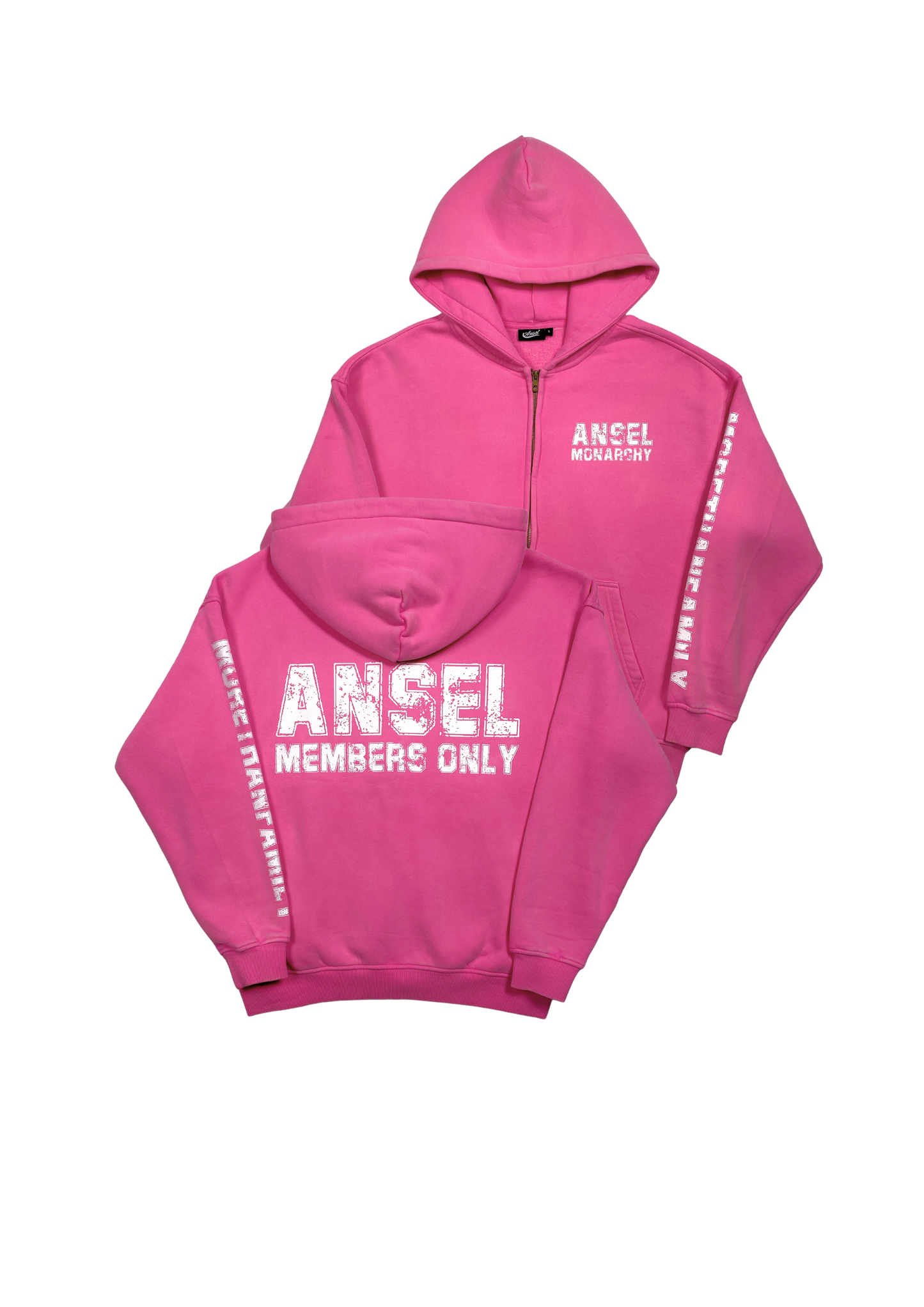 ANSEL MEMBERS ZIP UP HOODIE (BABY PINK)